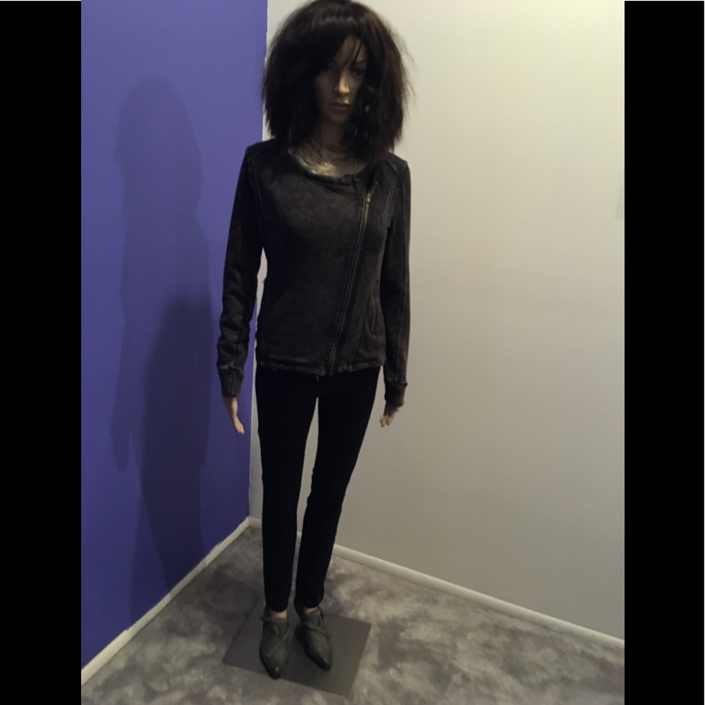 Terrycloth moto jacket super soft distressed style